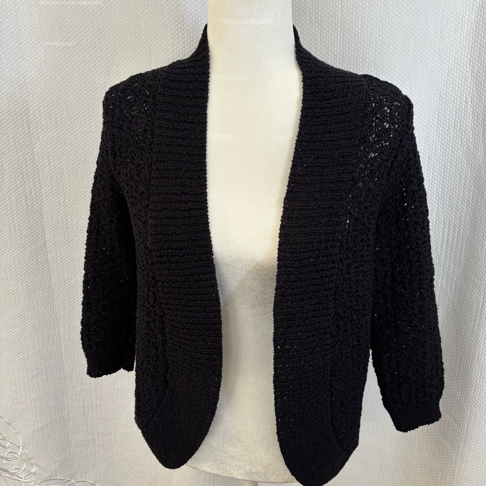 Dana Buchman Textured Black Cardigan
